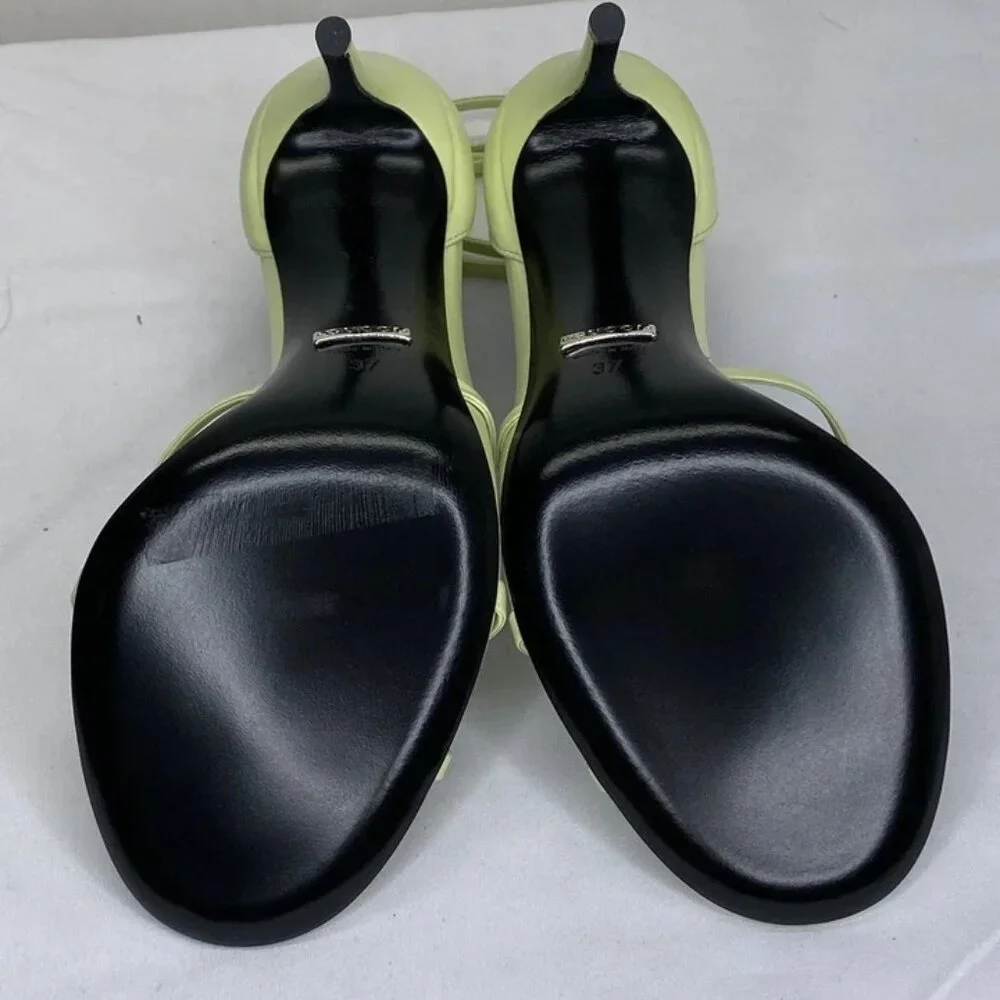 Gucci Womens Sandals Pistachio Green Size 7 Charlotte Nappa GG Buckle Heeled - Picture 3 of 13